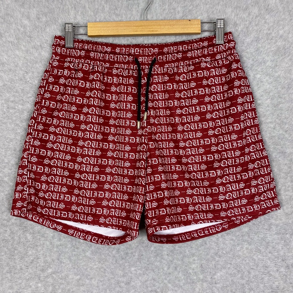 Squidhaus Shorts Mens L Burgundy All Over Print